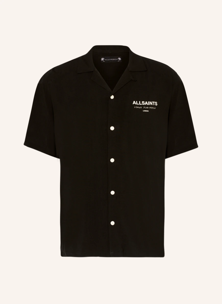 ALLSAINTS Resorthemd UNDERGROUND Relaxed Fit in schwarz/ weiss