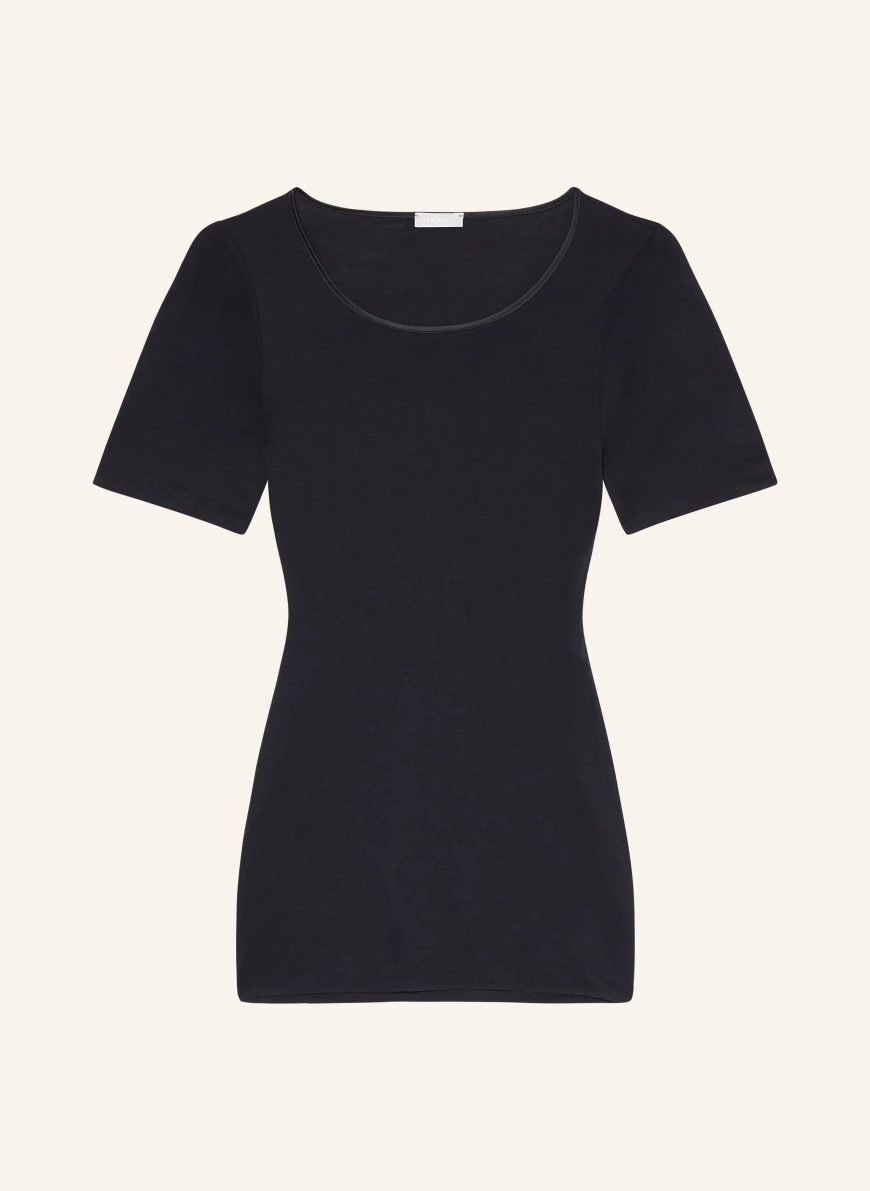HANRO T-shirt COTTON SEAMLESS BLACK