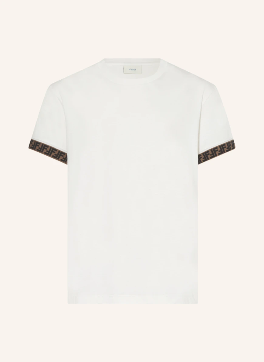 FENDI T-Shirt in weiss/ dunkelbraun/ schwarz