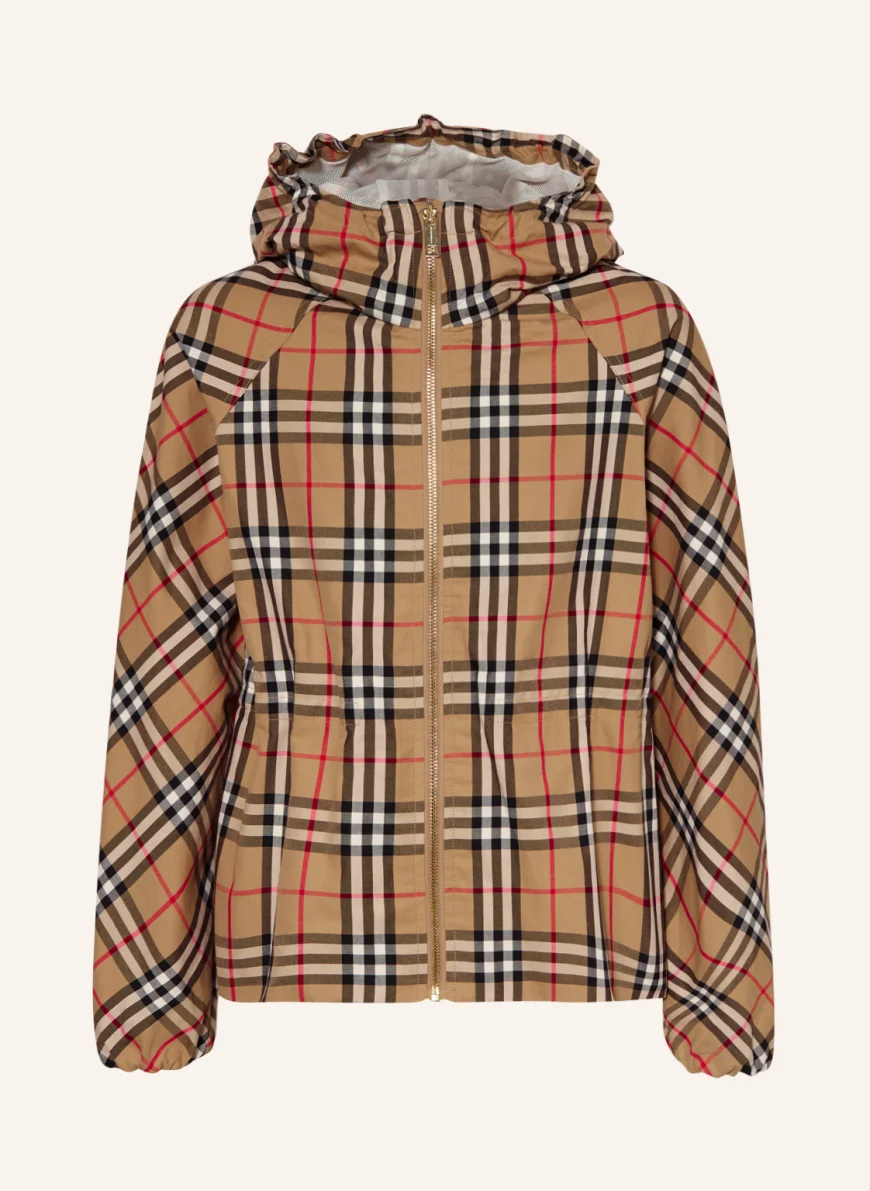 BURBERRY Jacke in hellbraun/ rot/ schwarz