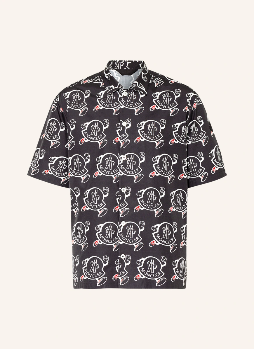MONCLER Kurzarm-Hemd Comfort Fit in schwarz