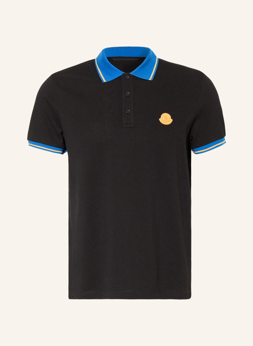 MONCLER Piqué-Poloshirt in schwarz/ blau/ dunkelgelb
