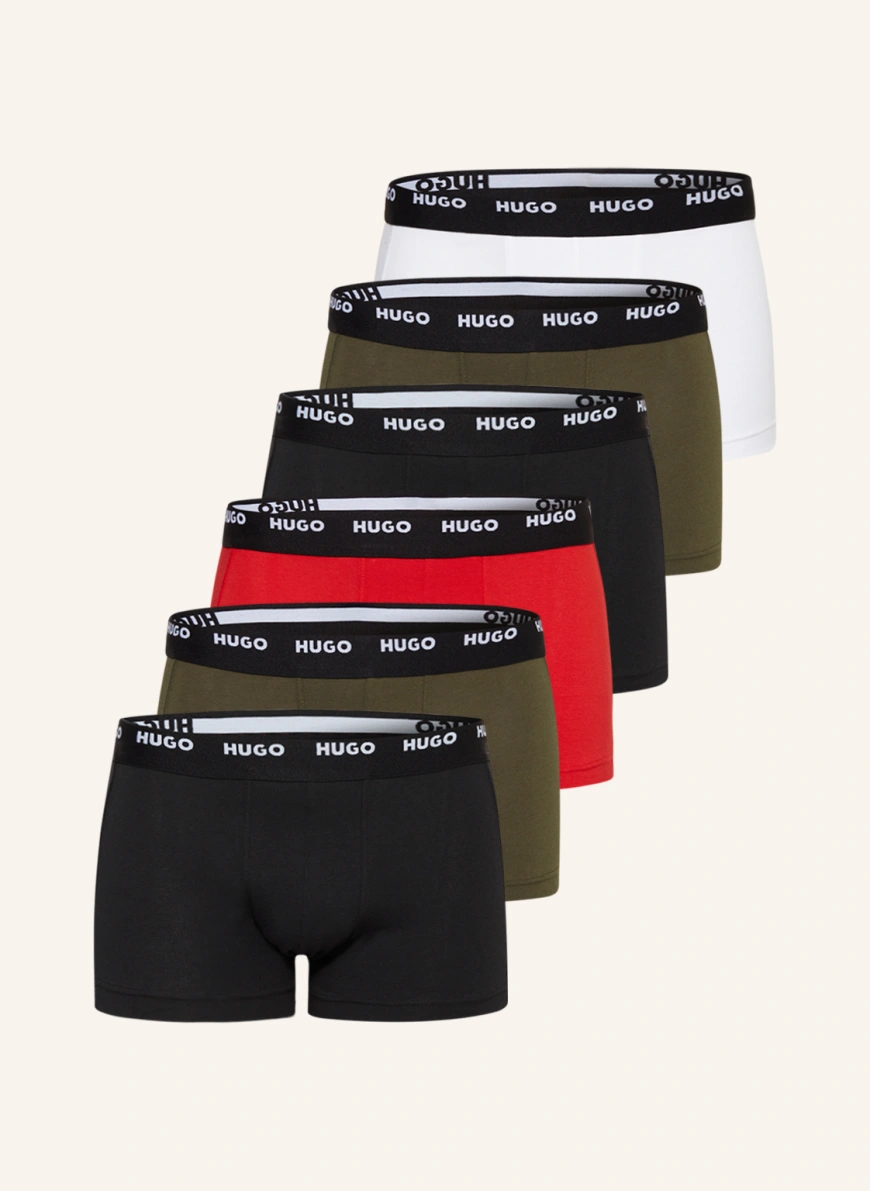 HUGO 5er-Pack Boxershorts in schwarz/ rot/ oliv