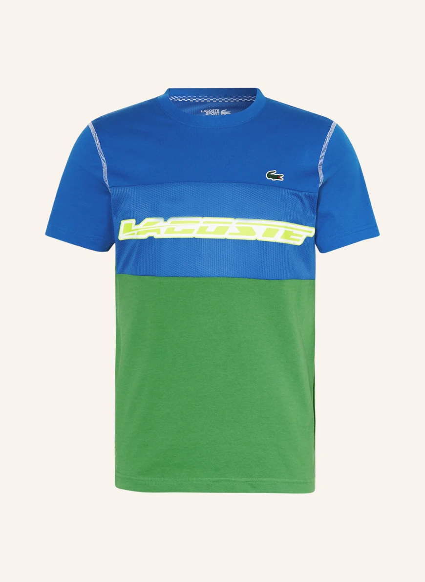 LACOSTE T-Shirt mit Mesh in blau/ gelb/ hellgrün
