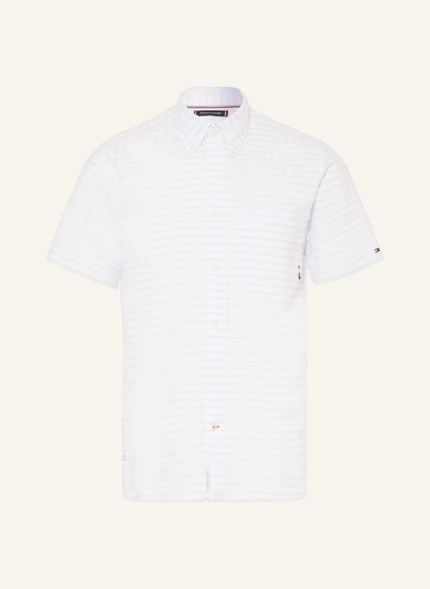 TOMMY HILFIGER Kurzarm-Hemd Regular Fit in weiss/ hellblau