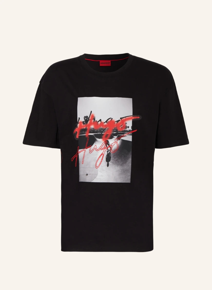 HUGO T-Shirt DATEBOARD in schwarz/ rot