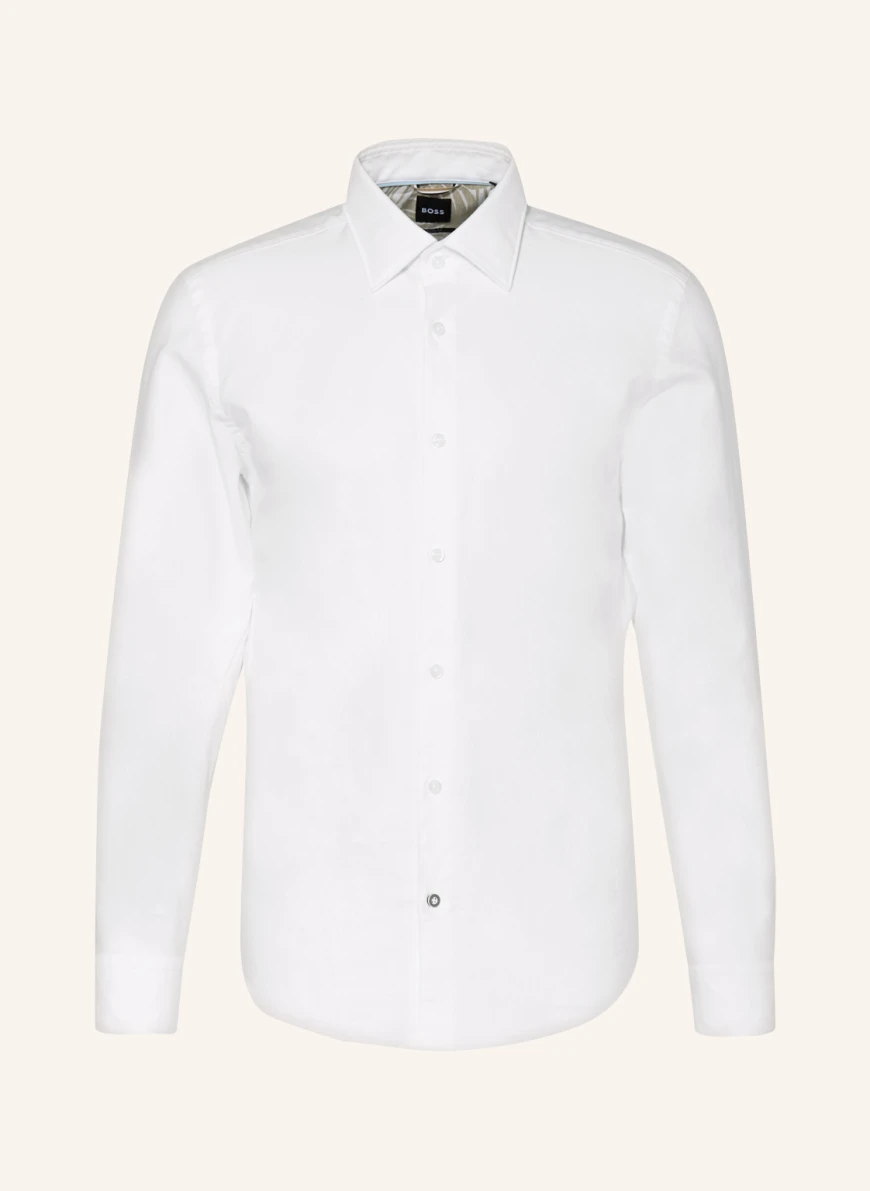 BOSS Hemd HAL Casual Fit mit Leinen in weiss