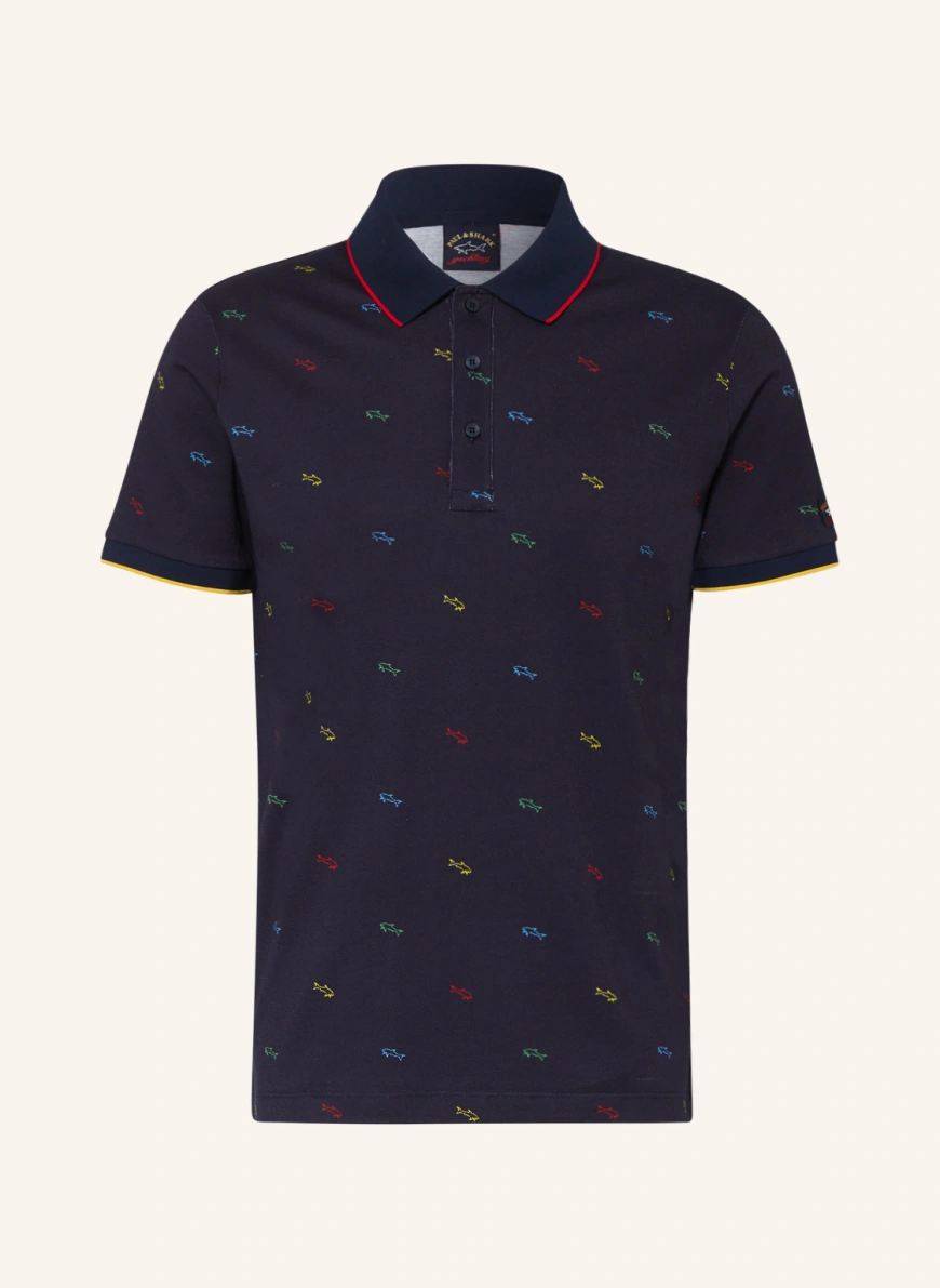 PAUL & SHARK Piqué-Poloshirt in dunkelblau/ rot/ gelb