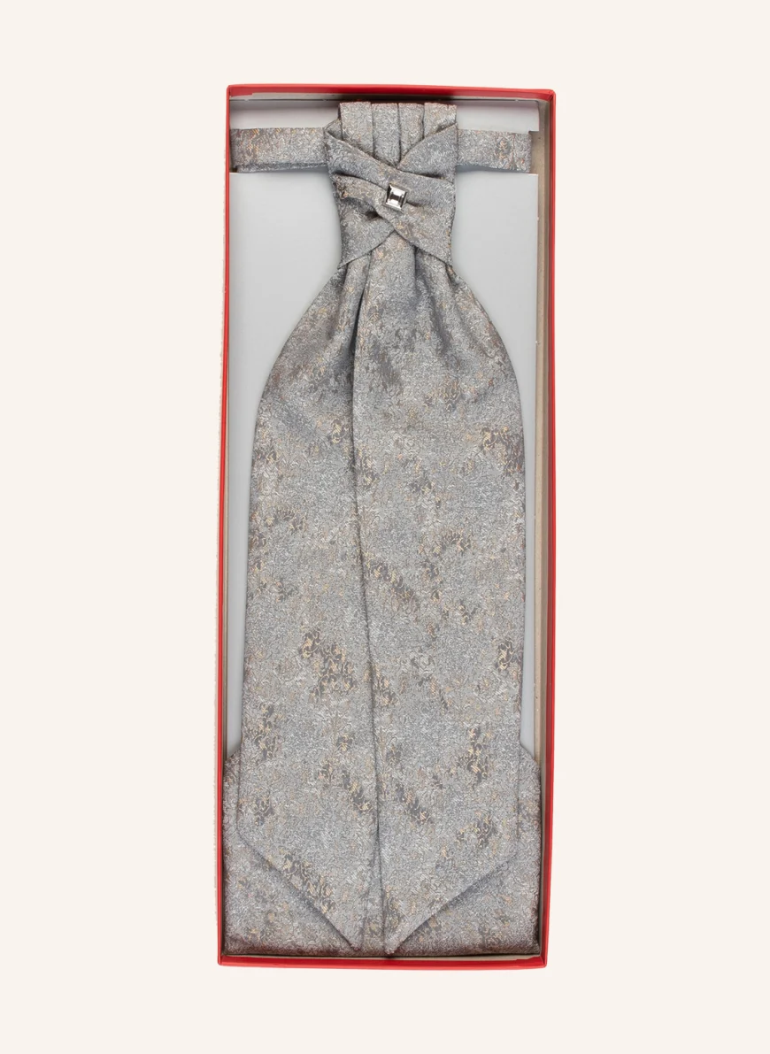 WILVORST Set: Krawatte und Einstecktuch mit Schmuckstein in silber