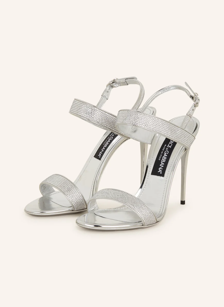 DOLCE & GABBANA Sandaletten mit Schmucksteinen in silber