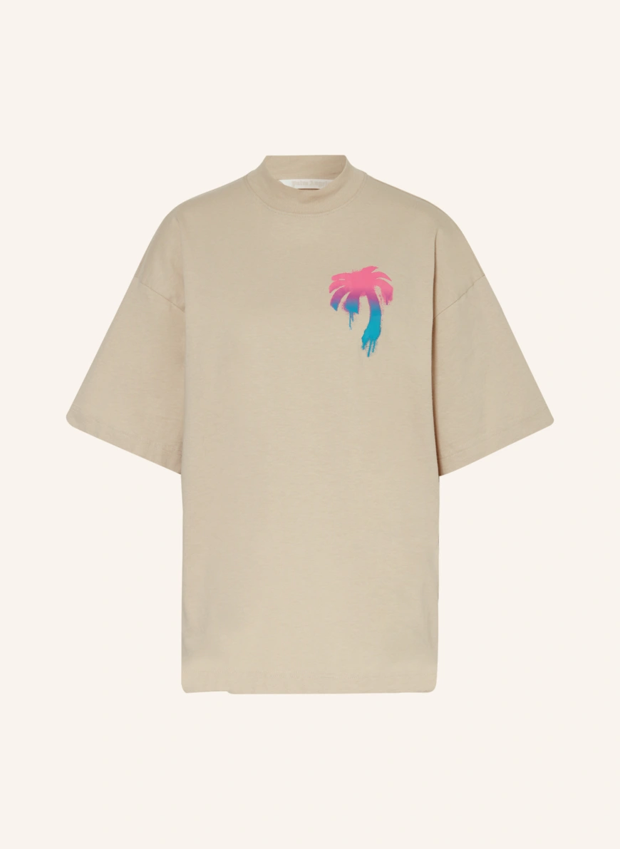 Palm Angels Oversized-Shirt in beige/ pink/ petrol