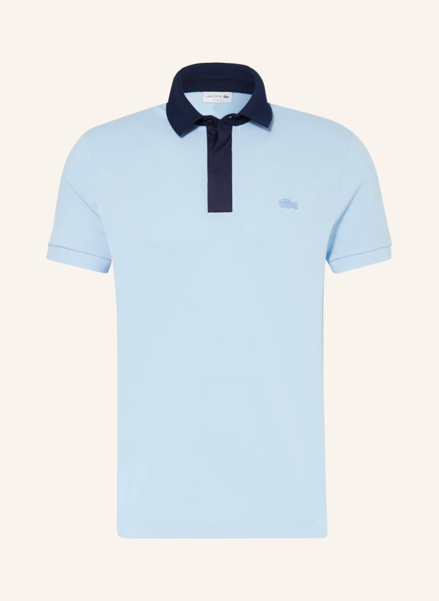 LACOSTE Piqué-Poloshirt Regular Fit in hellblau/ dunkelblau