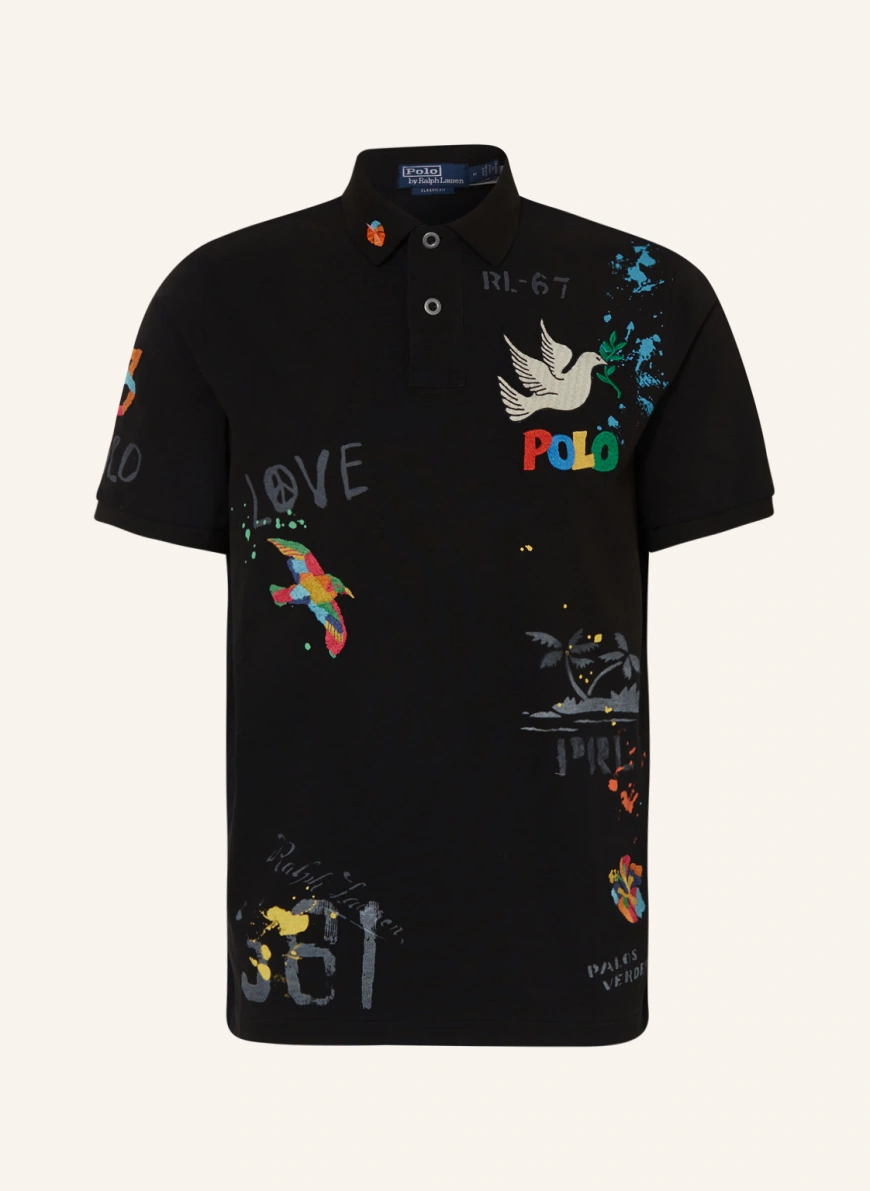 POLO RALPH LAUREN Piqué-Poloshirt Classic Fit in schwarz/ weiss/ grün