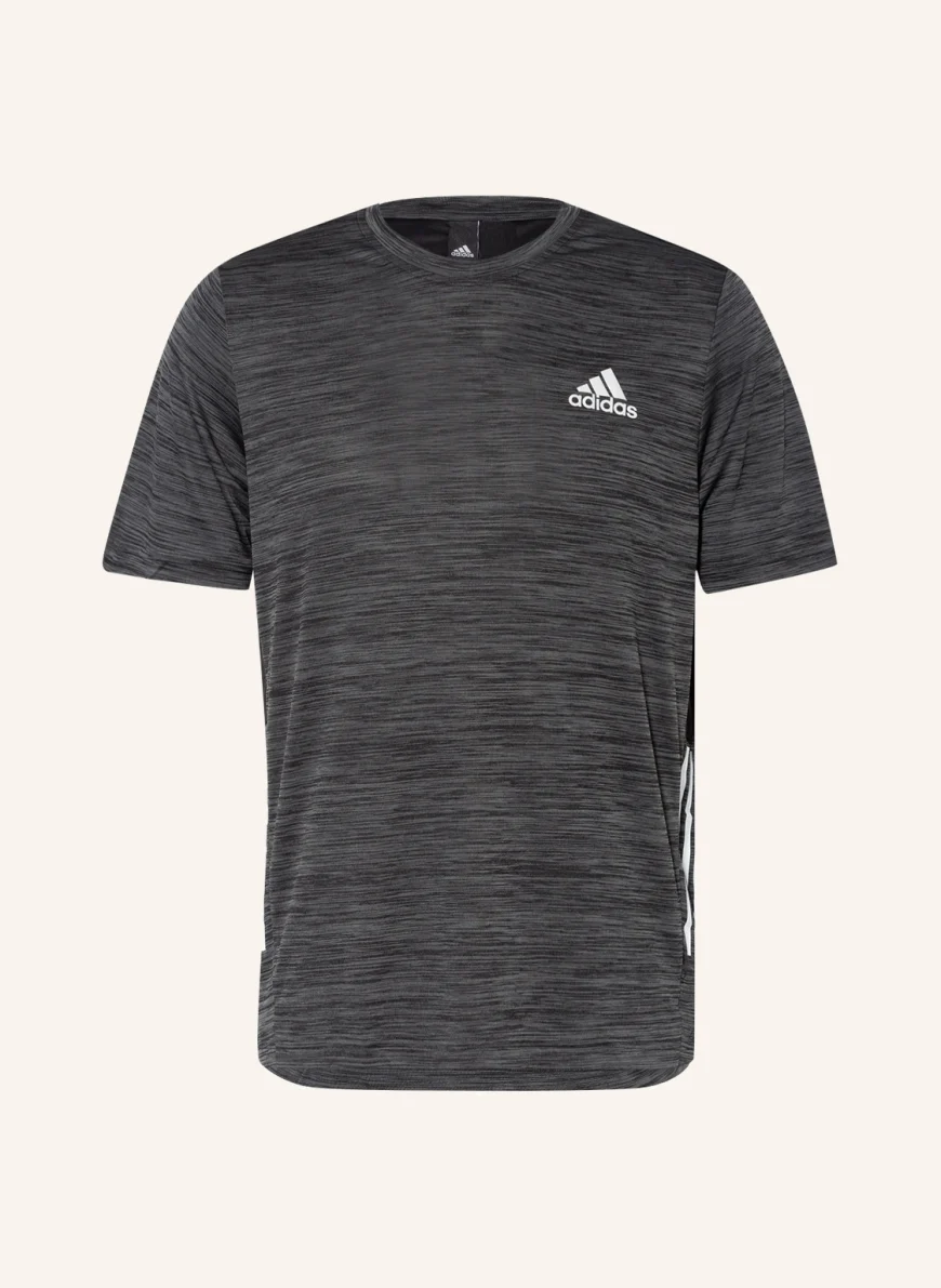adidas T-Shirt mit Mesh-Einsatz in schwarz/ grau