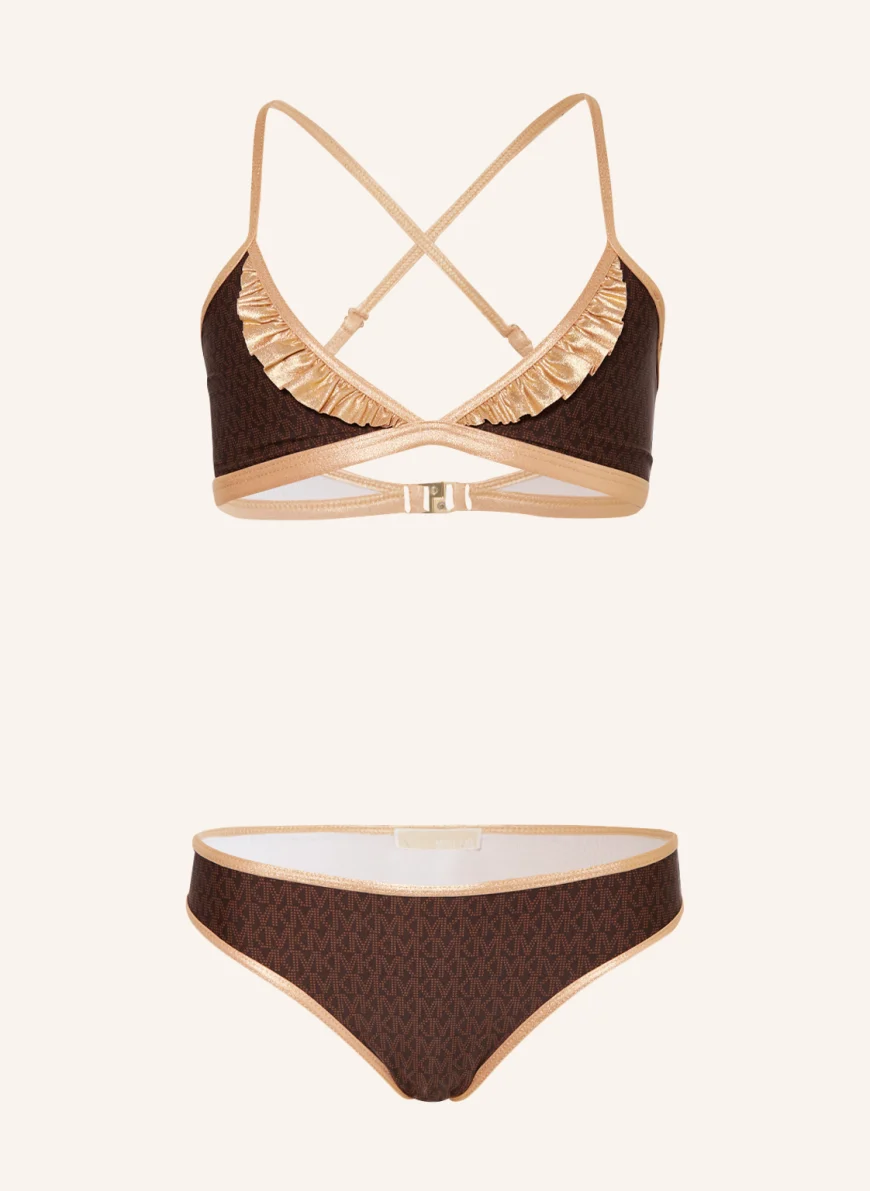 MICHAEL KORS Bustier-Bikini in dunkelbraun/ roségold