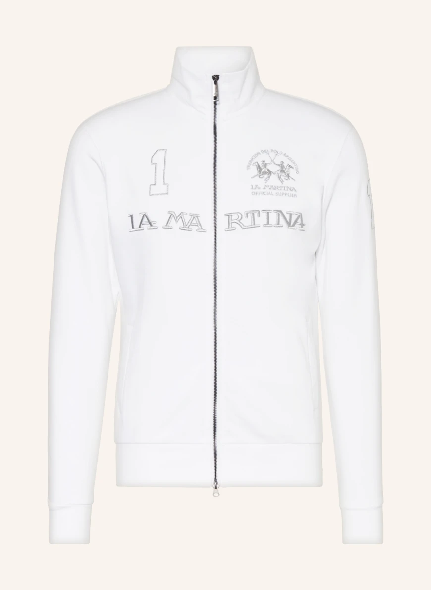 LA MARTINA Sweatjacke in weiss/ silber