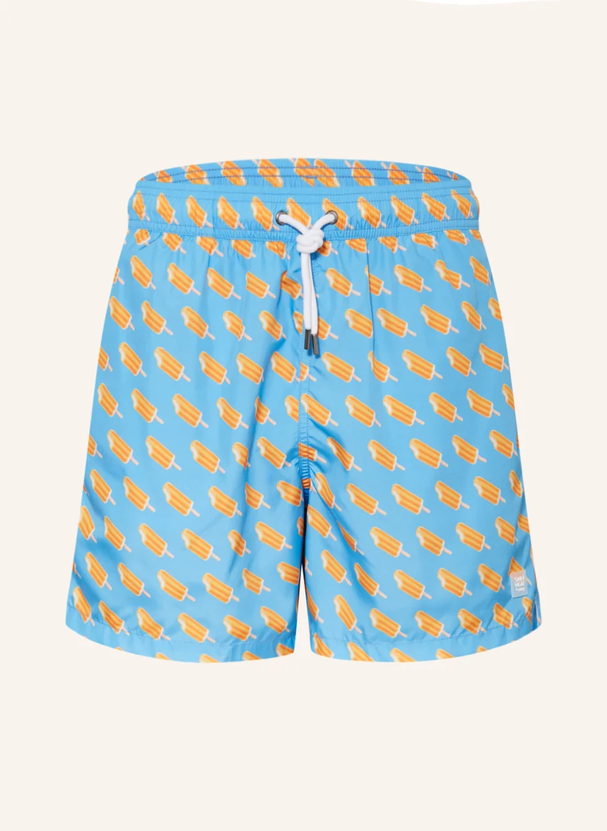 mey Badeshorts Serie ICE in hellblau/ orange