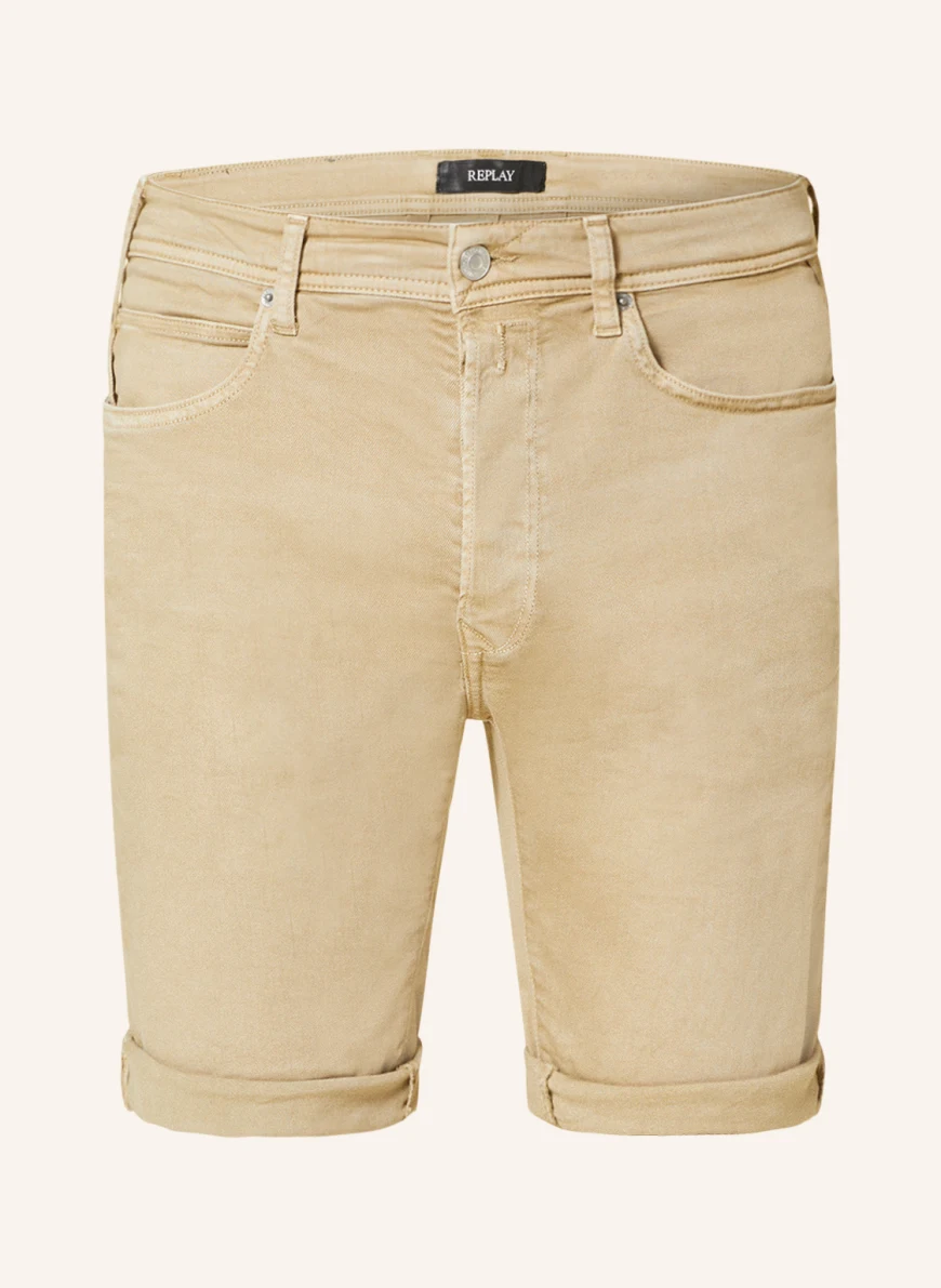 REPLAY Jeansshorts Tapered Fit in hellbraun