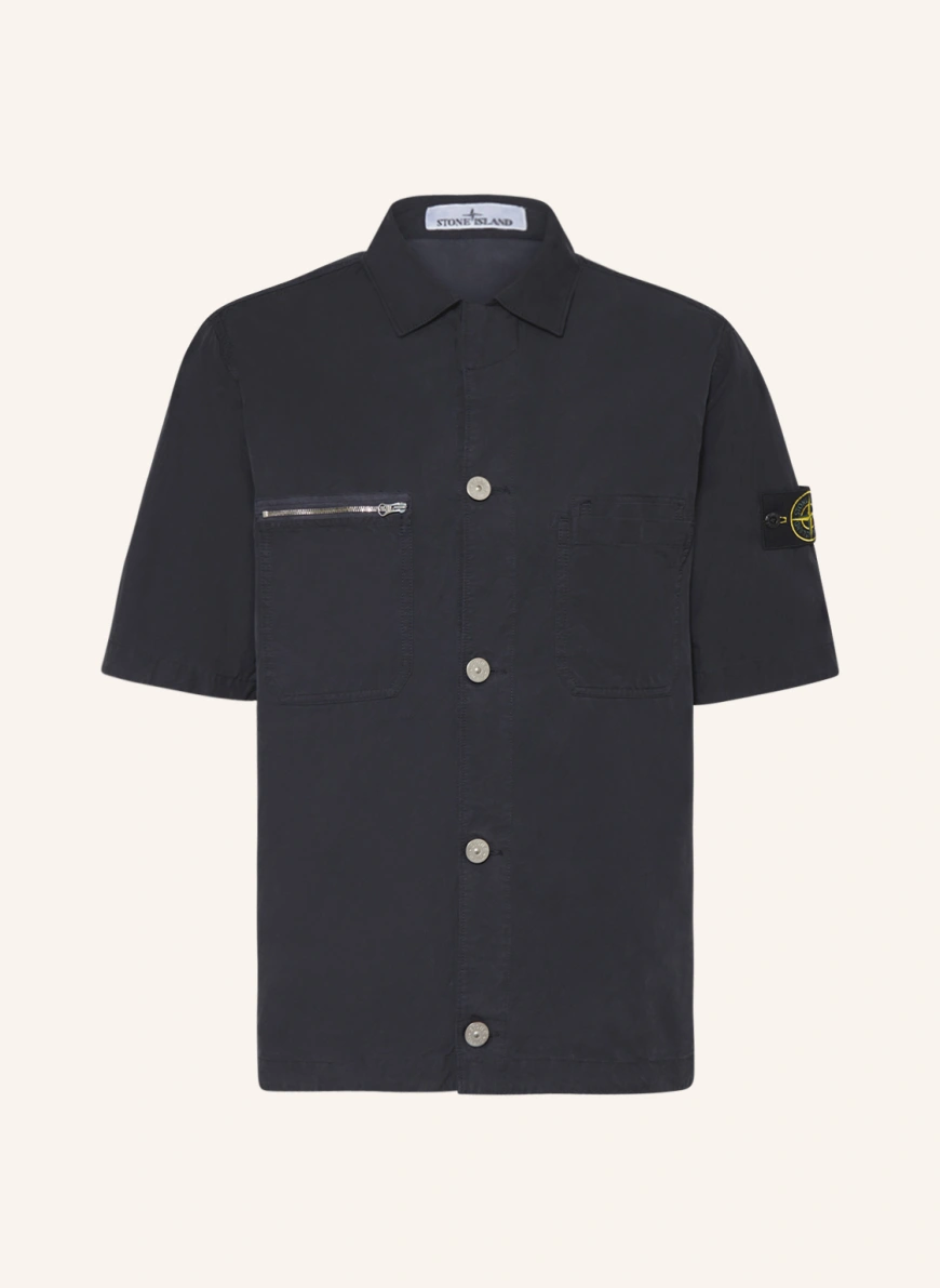STONE ISLAND Kurzarm-Hemd Comfort Fit in dunkelblau STONE ISLAND Kurzarm-Hemd Comfort Fit in dunkelblau