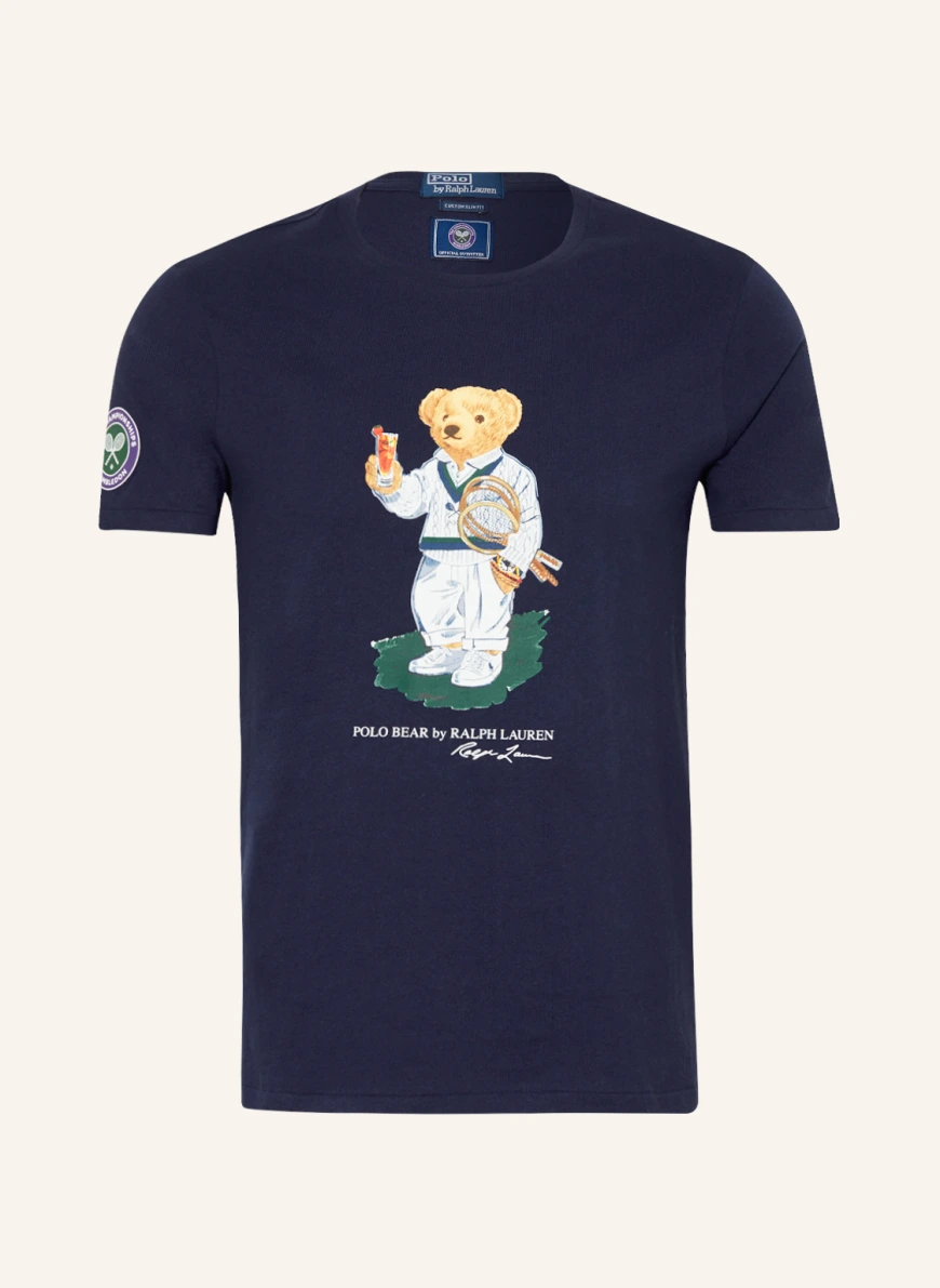 POLO RALPH LAUREN T-Shirt in dunkelblau/ hellbraun/ weiss