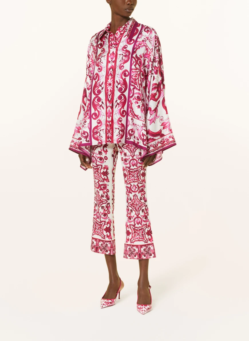 DOLCE &amp; GABBANA 7/8-Seidenhose in weiss/ fuchsia/ pink TU8965