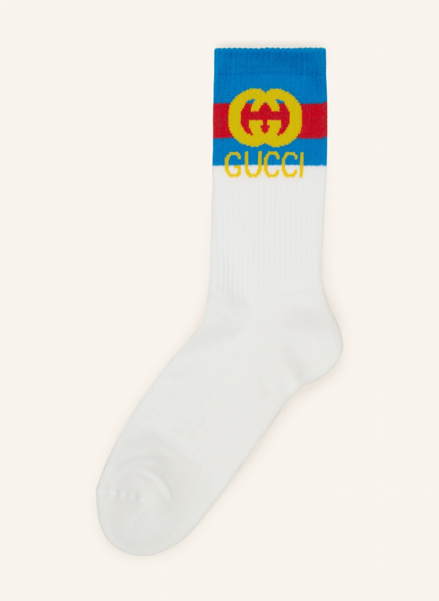 GUCCI Socken in weiss/ blau/ gelb