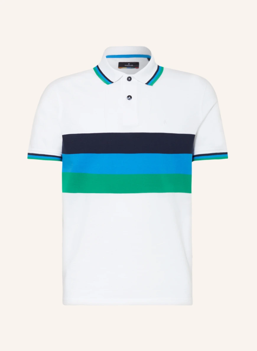 RAGMAN Piqué-Poloshirt in weiss/ blau/ grün