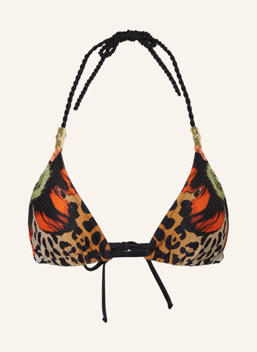 heidi klein Triangel-Bikini-Top LEOPARD in schwarz/ orange/ hellbraun