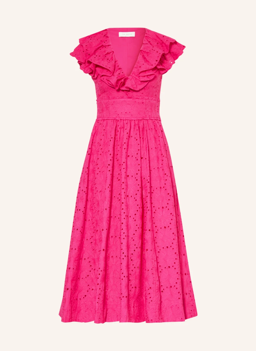 TED BAKER Kleid MIRZA mit Lochspitze und Volants in pink