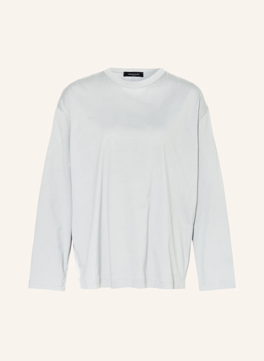 FABIANA FILIPPI Long sleeve shirt in mixed materials LIGHT GRAY