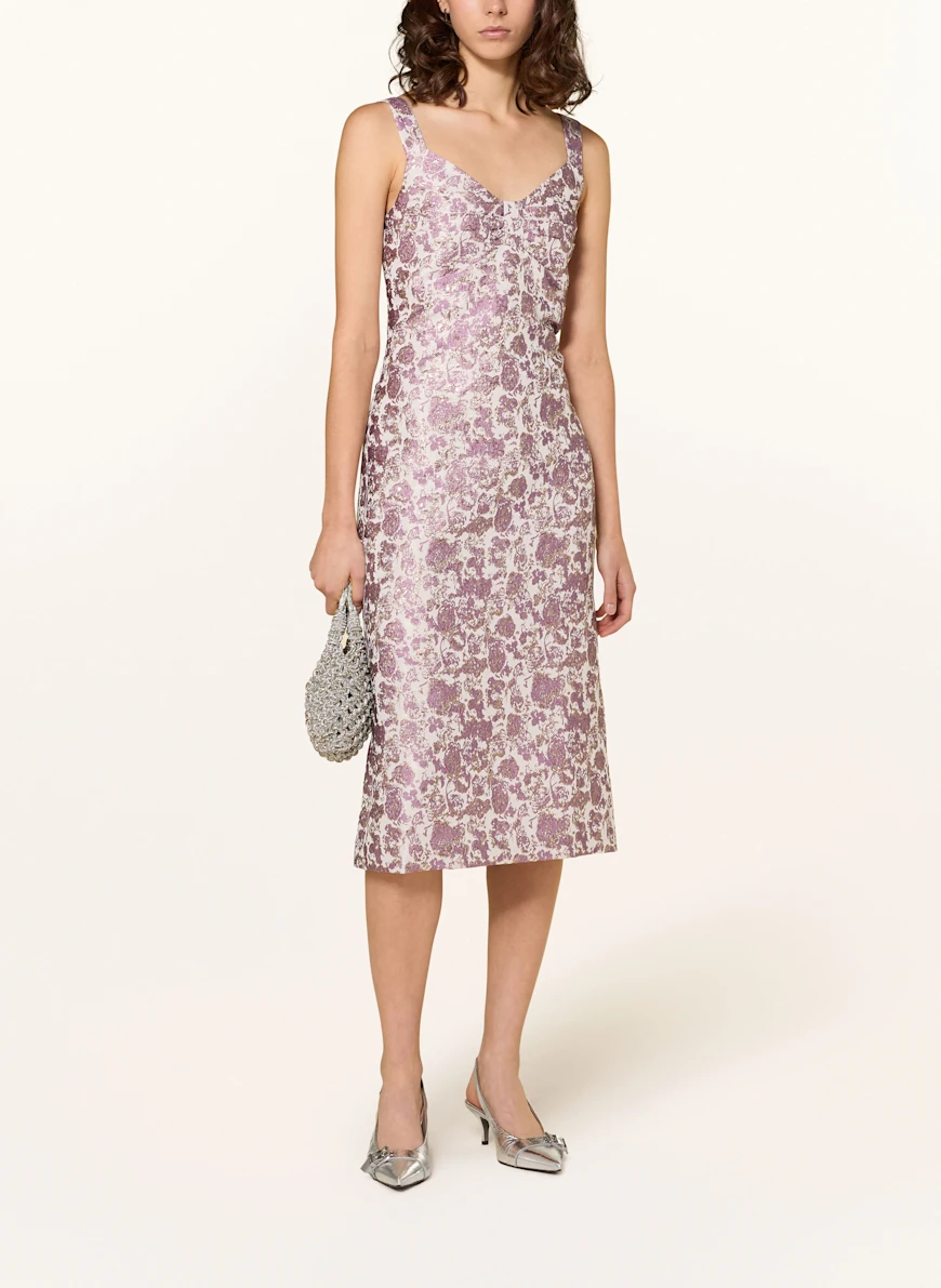 BAUM UND PFERDGARTEN Jacquard-Kleid AMNEH mit Glitzergarn WEISS / HELLLILA / GOLD