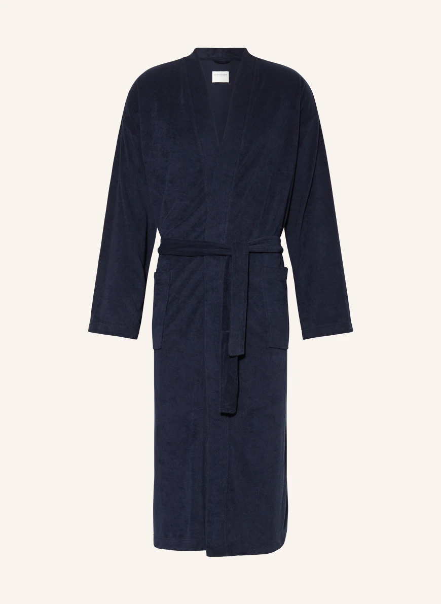 SCHIESSER Men’s bathrobe FEATHER TERRY DARK BLUE