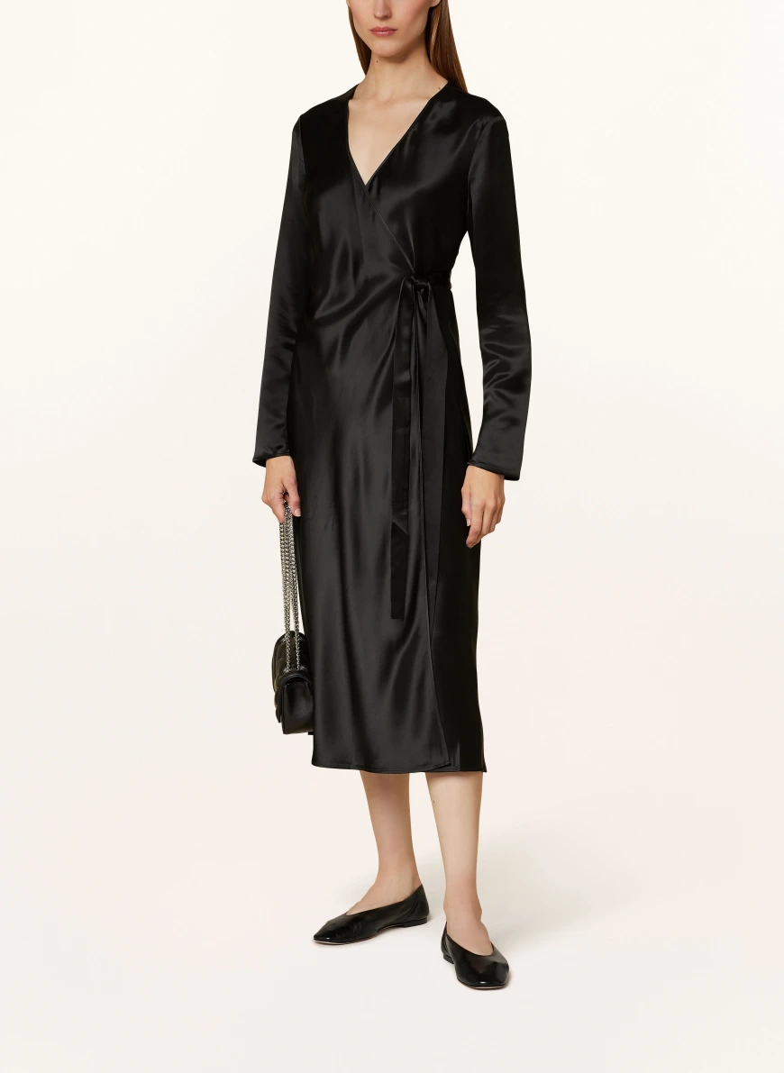 MRS & HUGS Wickelkleid aus Satin SCHWARZ