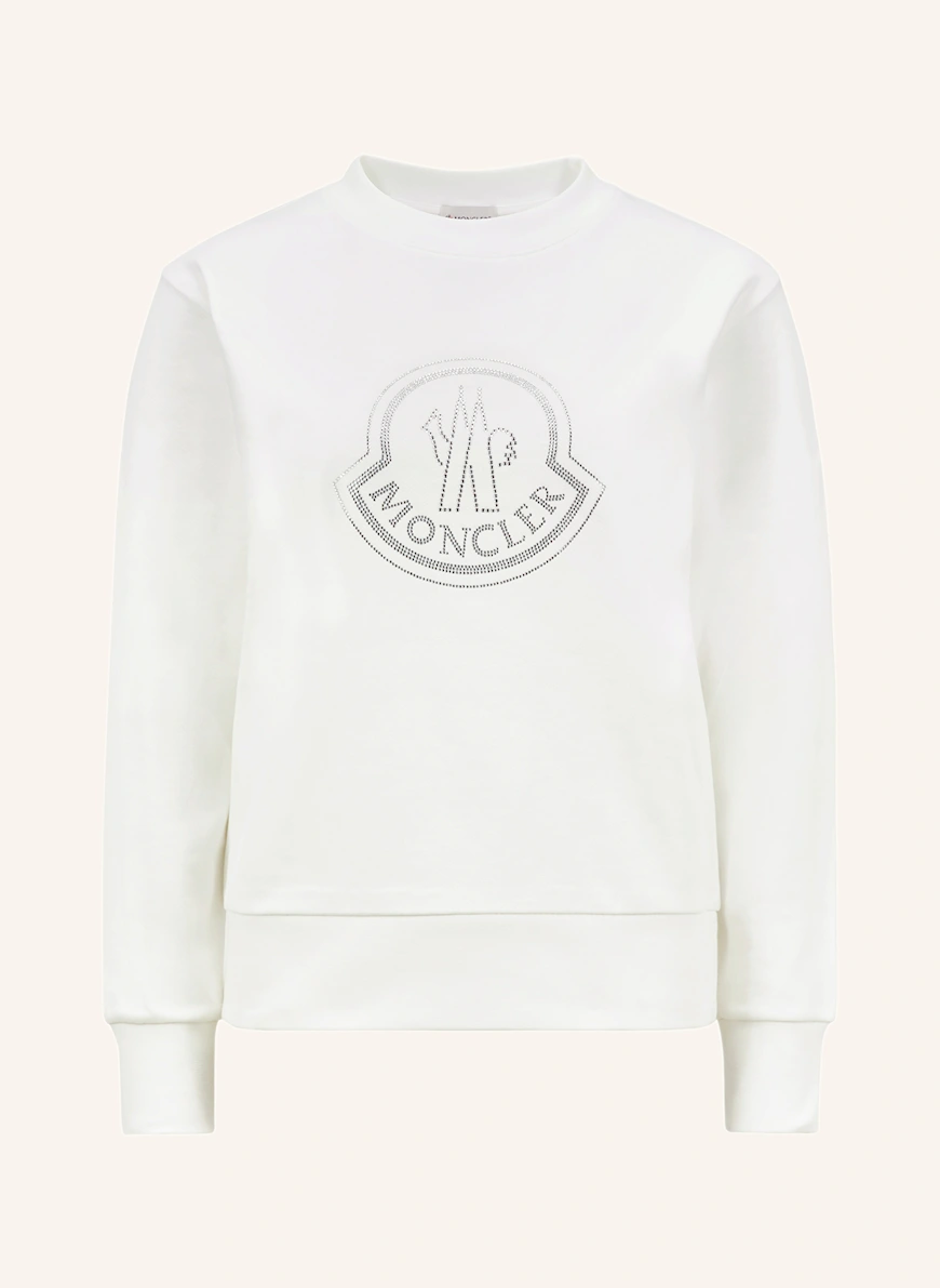 MONCLER Sweatshirt with decorative gems WHITE / SILVER