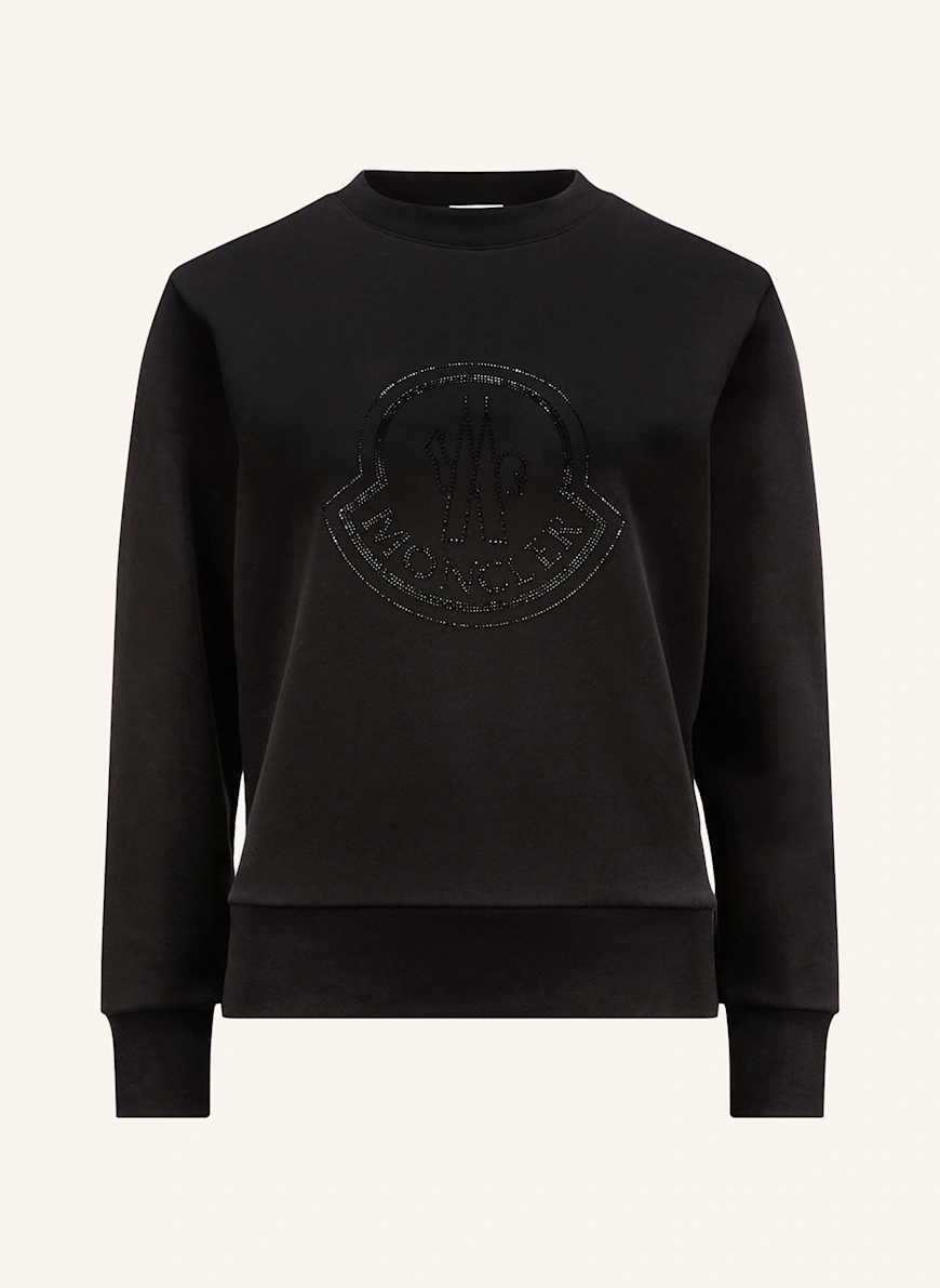 MONCLER Sweatshirt with decorative gems BLACK