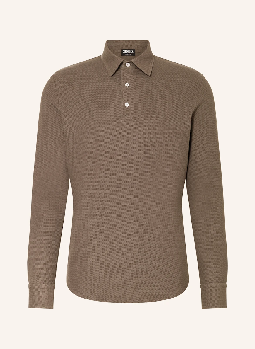 ZEGNA Piqué polo shirt BROWN