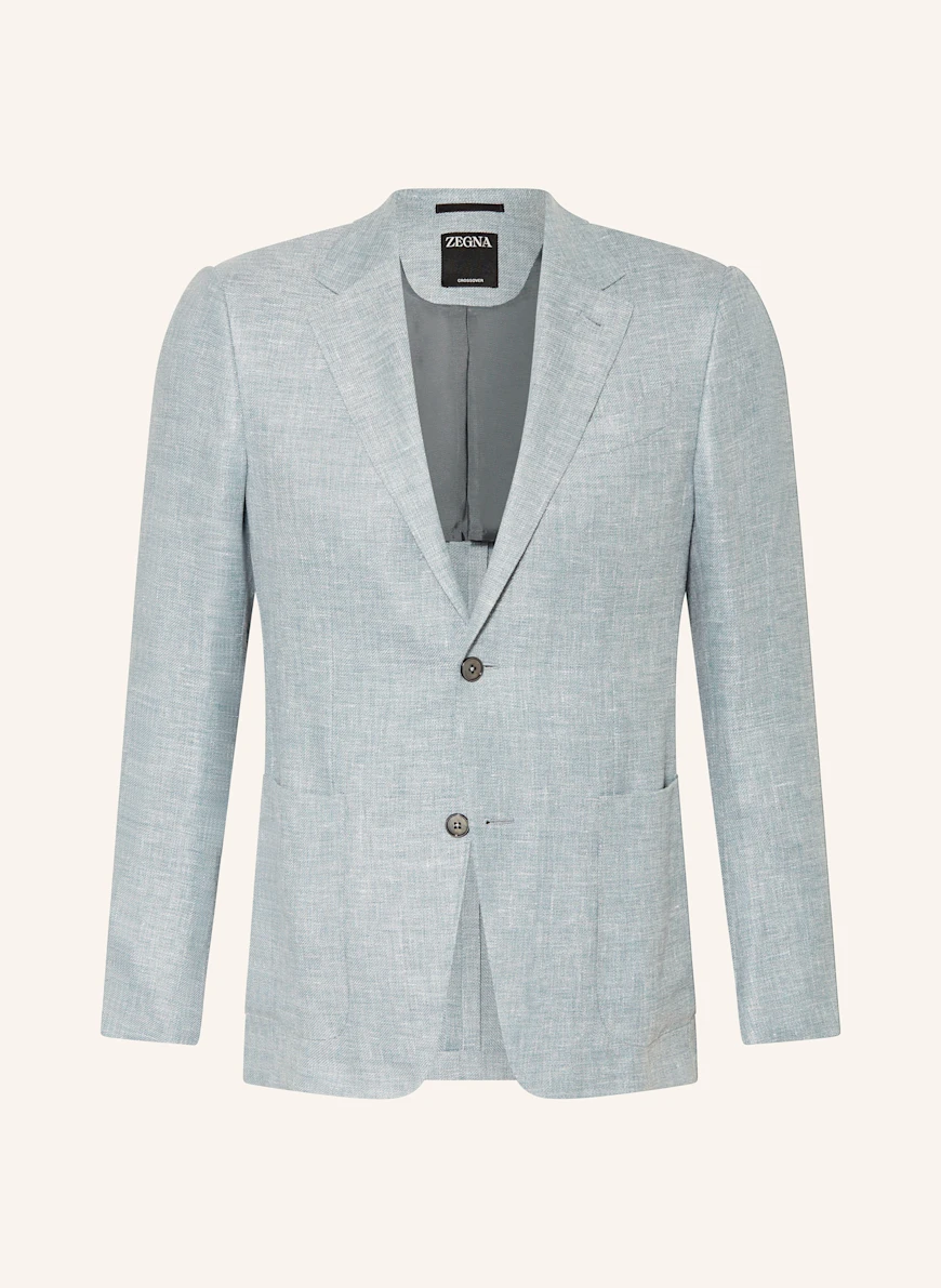 ZEGNA Slim fit jakke med lin LYSEBLÅ