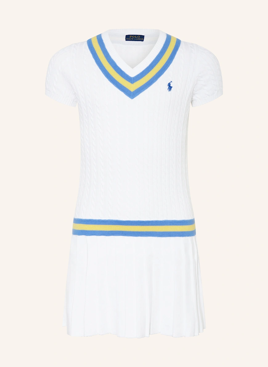 POLO RALPH LAUREN Knit dress WHITE / BLUE / YELLOW