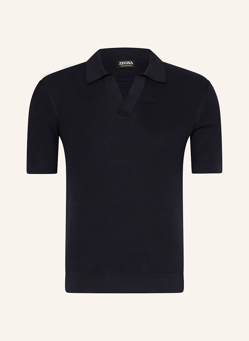ZEGNA Knitted polo shirt DARK BLUE
