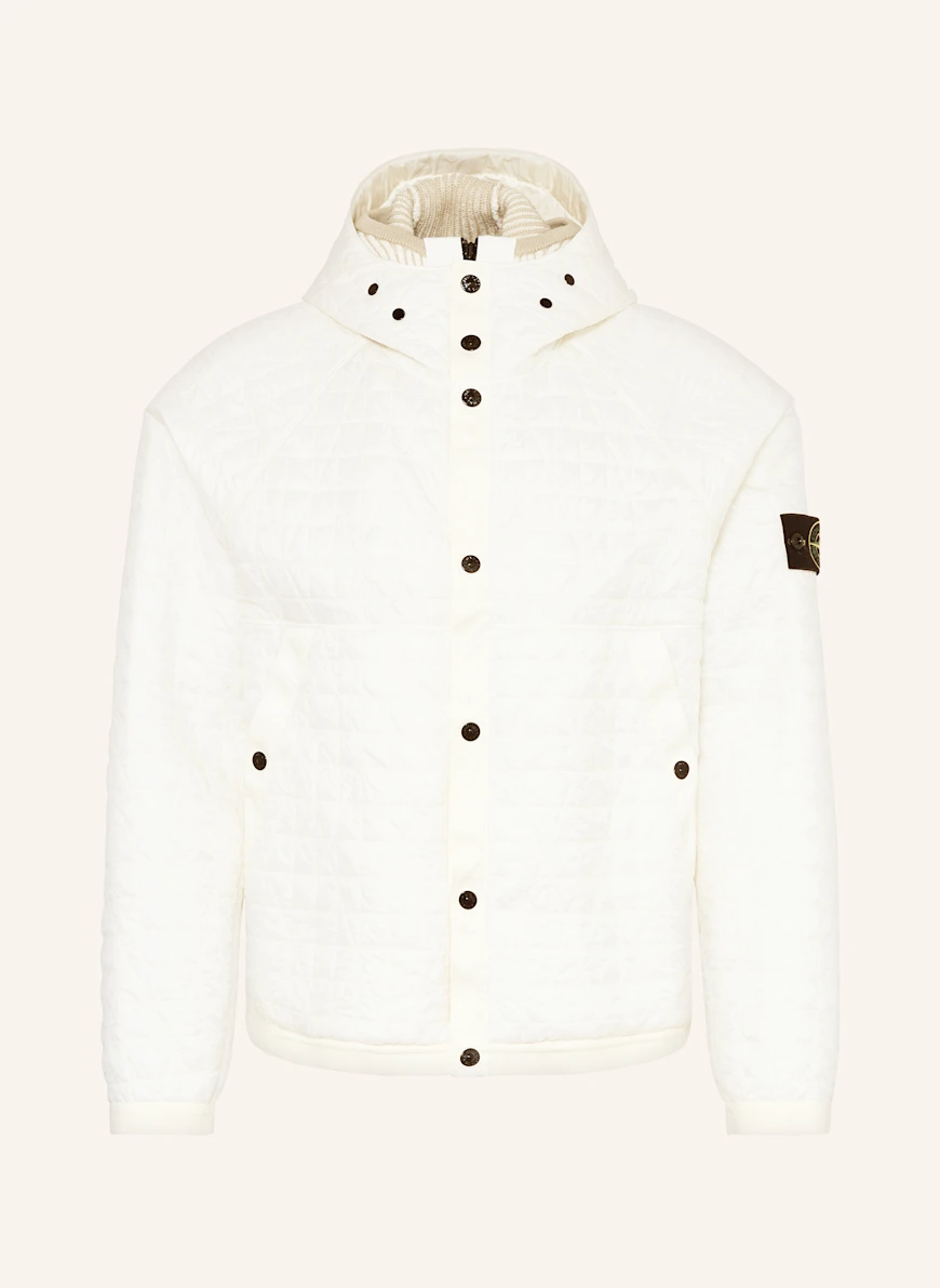 STONE ISLAND Kurtka pikowana z odpinaną podpinką i kapturem ECRU