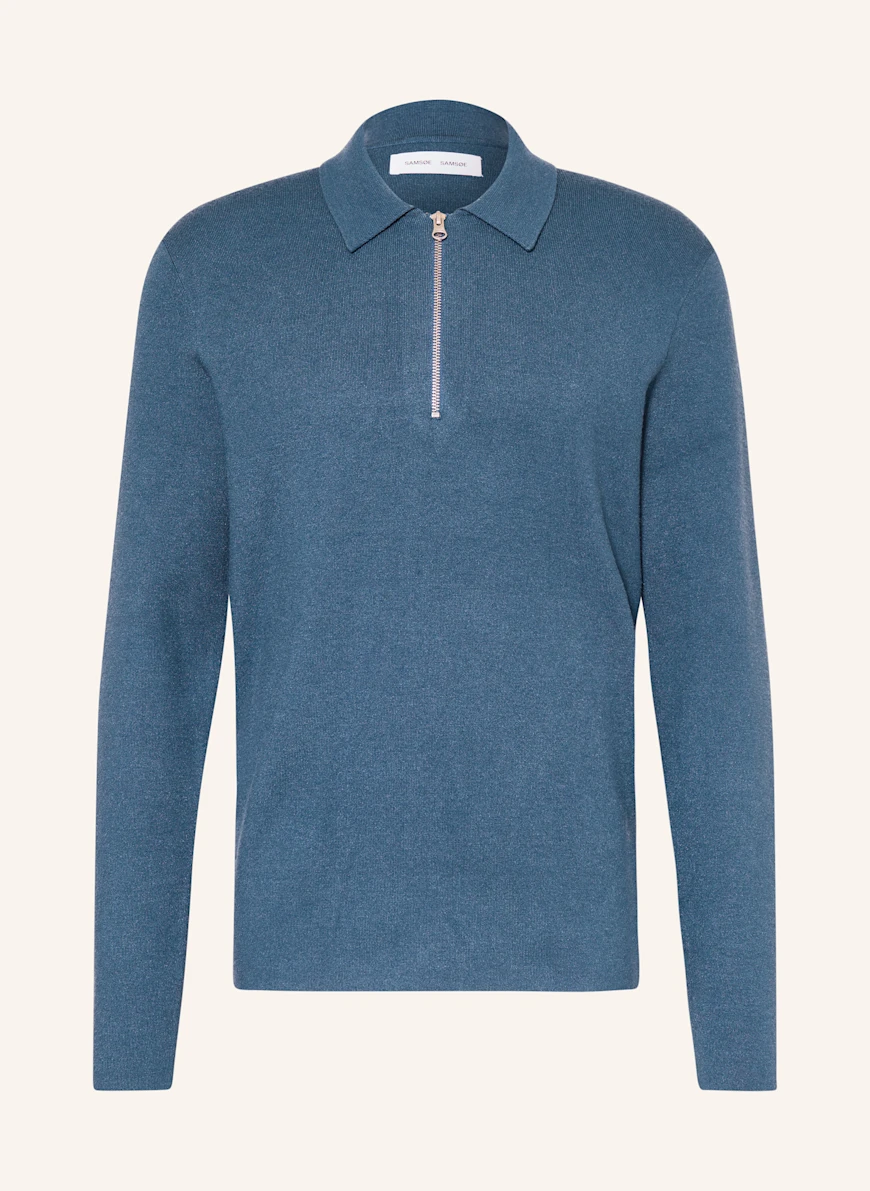 SAMSØE SAMSØE Tricou polo tricotat GUNA ALBASTRU