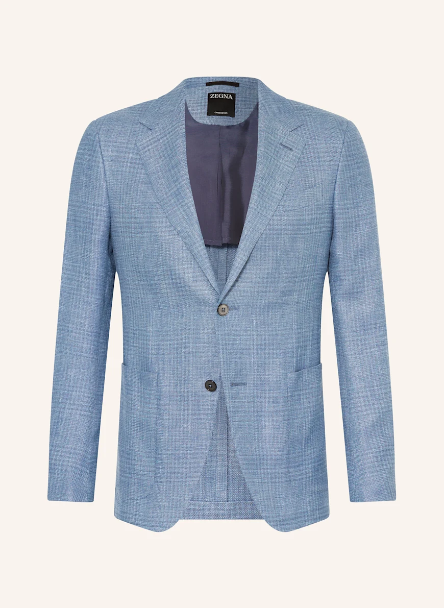 ZEGNA Jakke med linned Slim Fit BLÅ