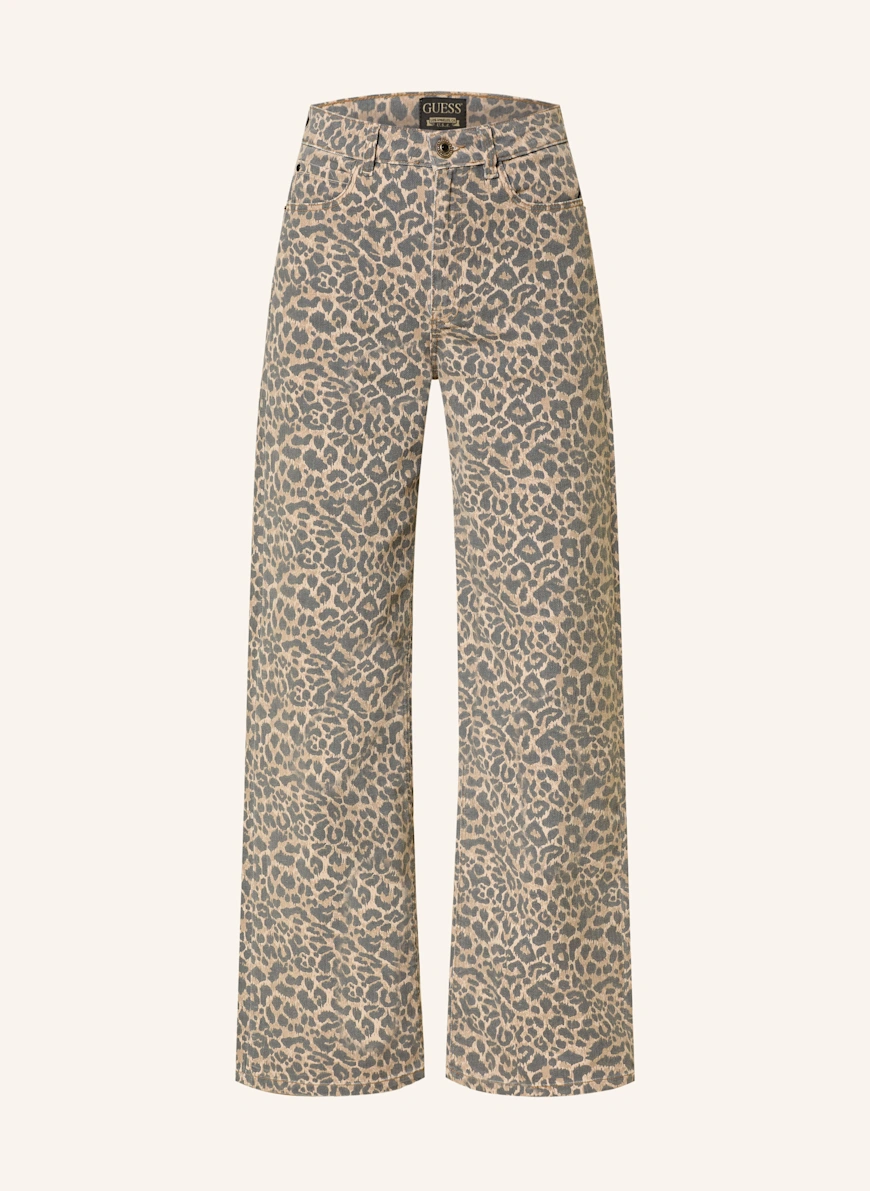 GUESS Wide leg jeans P7XQ DENIM FELINE PRIN