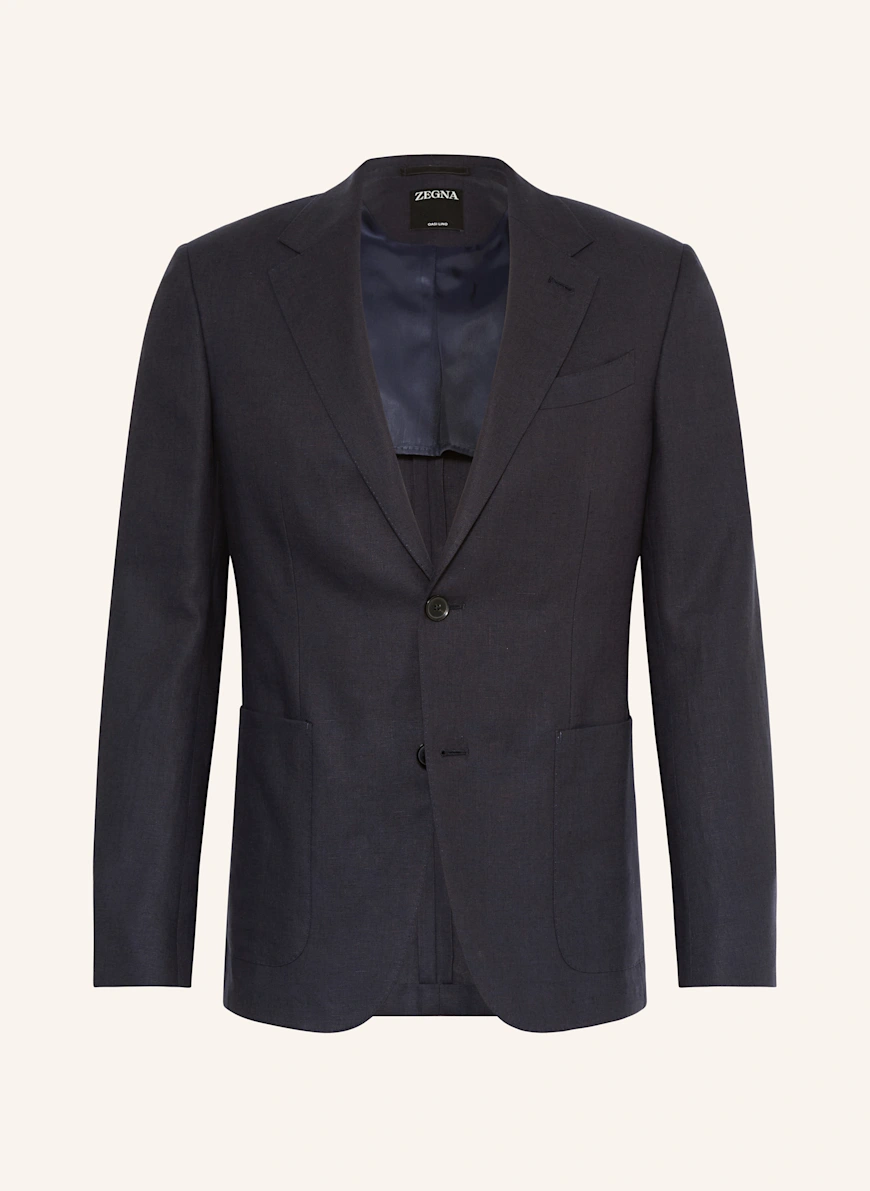 ZEGNA Jakkesætjakke i ekstra slim fit i hør MØRKEBLÅ