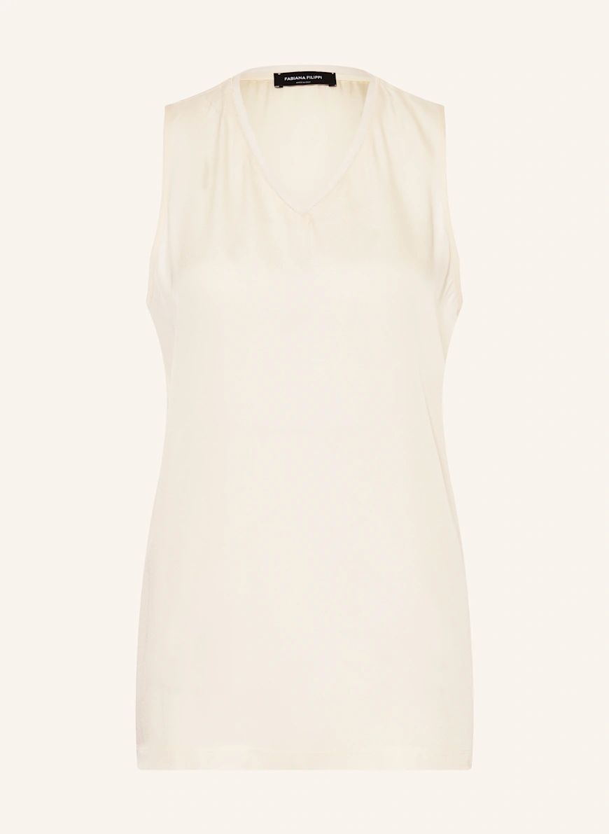 FABIANA FILIPPI Satin blouse top with decorative gems CREAM