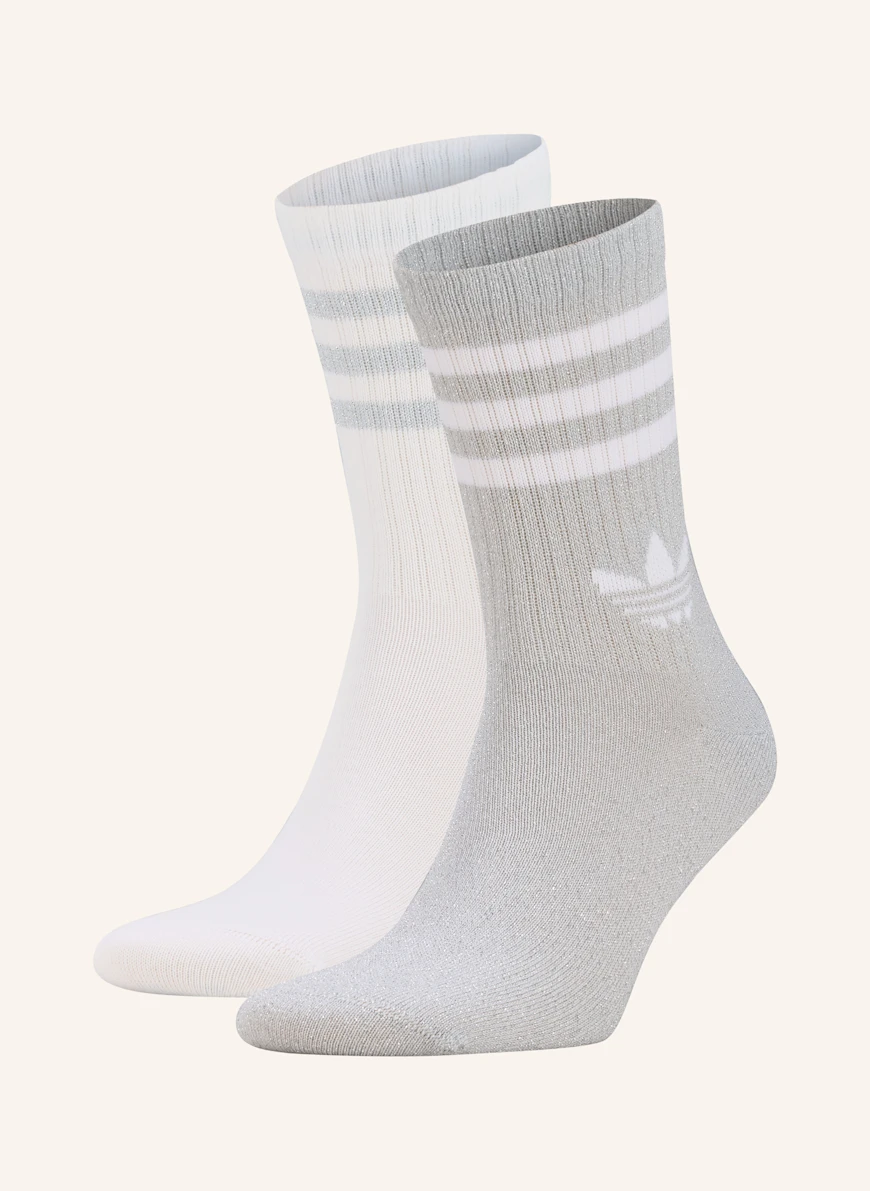 adidas Originals 2er-Pack Socken 3-STREIFEN GLITTER CREW mit Glitzergarn SILVMT/WHITE