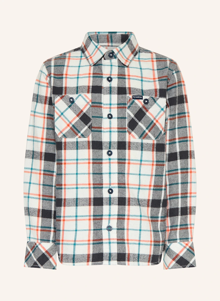 GARCIA Flannel shirt WHITE / DARK GRAY / ORANGE