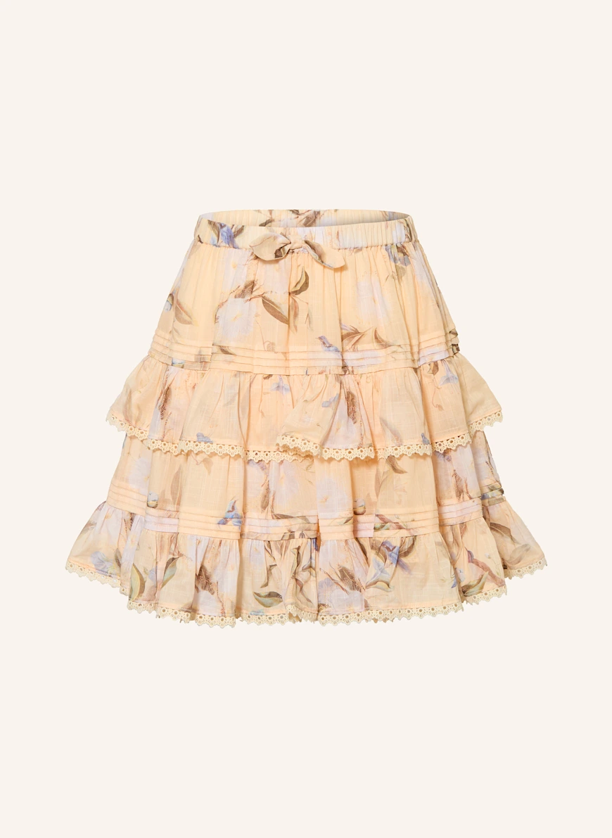 ZIMMERMANN CASCADIAN skirt LIGHT ORANGE / BLUE / KHAKI