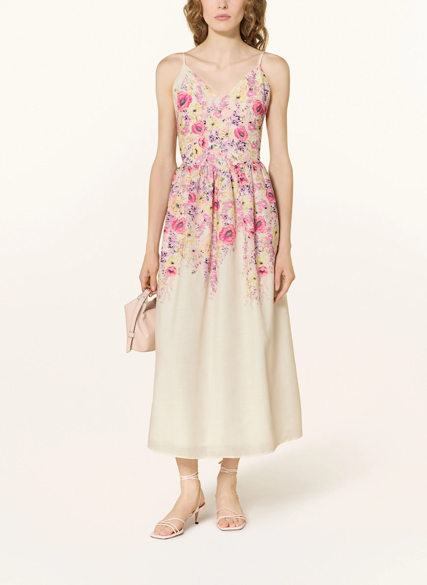 NEO NOIR Kleid SANNI ECRU / PINK / GRÜN