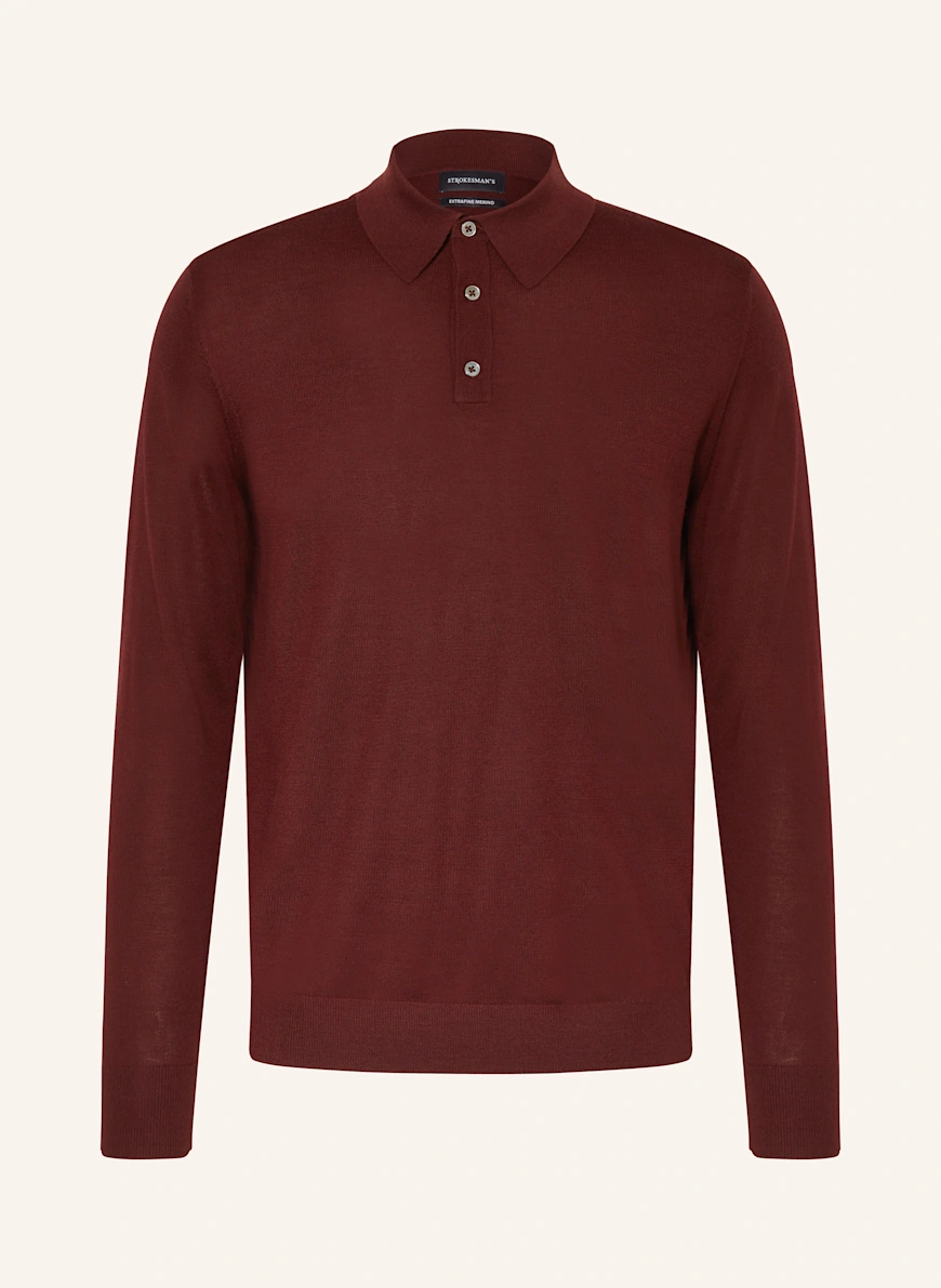 STROKESMAN'S Tricou polo tricotat ROȘU ÎNCHIS